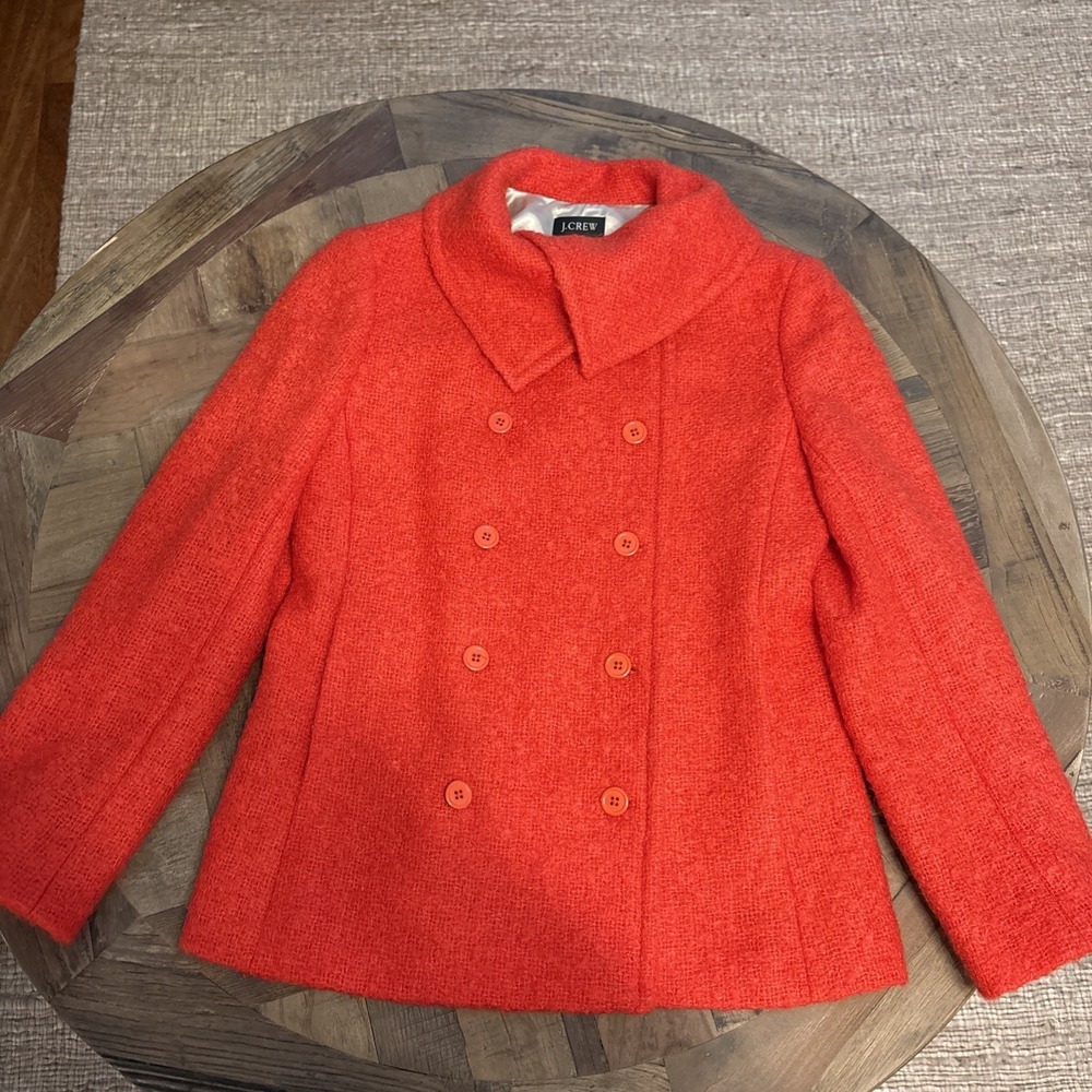 J. Crew ~ Mohair/Wool Blazer Jacket Dark Orange Double Breasted Size 4 Lined